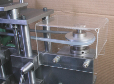 Lathe mounted milling head, drive belt shroud