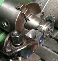 Slitting saw. On the lathe